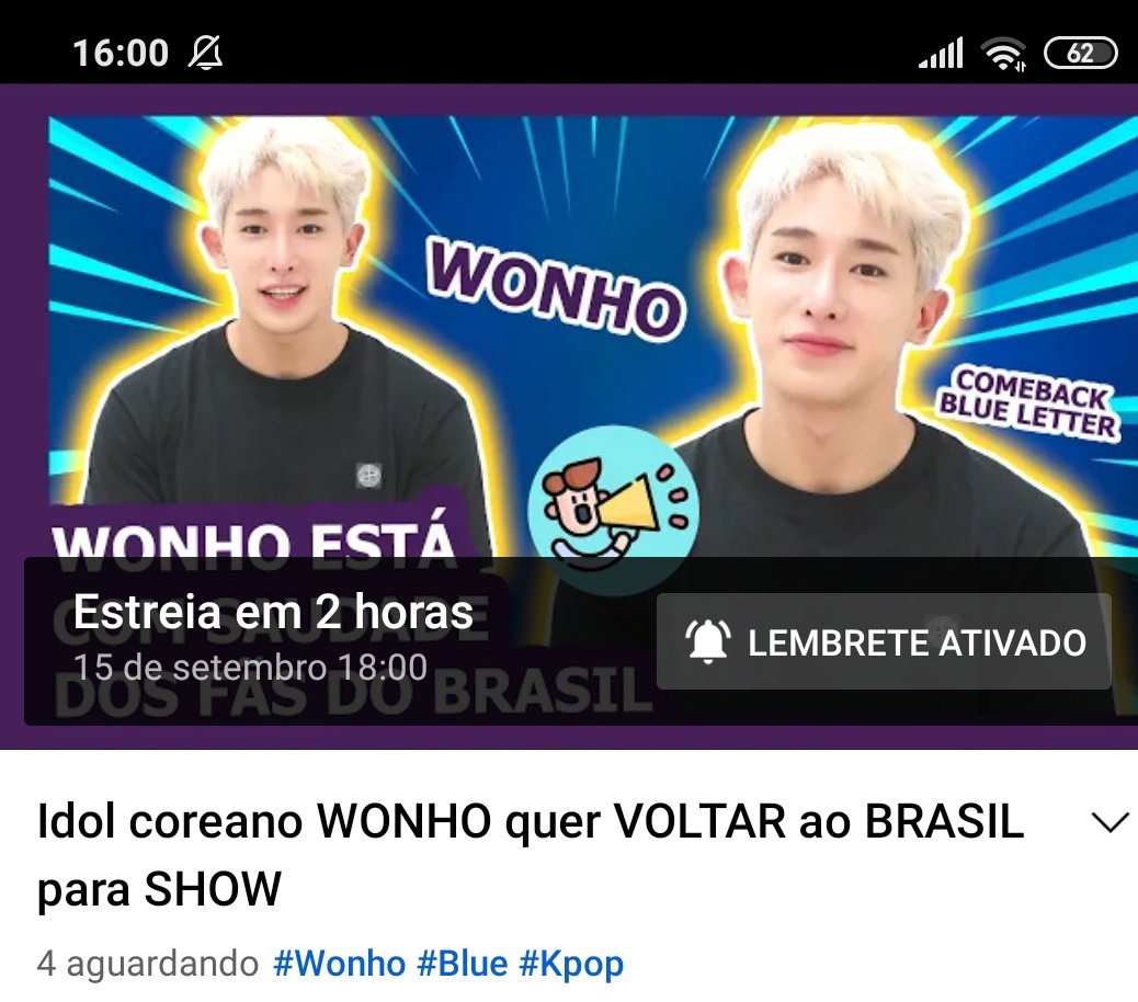 📢WENEES, ATIVEM O LEMBRETE!

📽️O vídeo estréia em 2 horas
⏰ Às 18:00
🐰 Wonho disse que está com saudade do Brasil e gravou para <a href="/revistakoreain/">Revista KoreaIN</a> 

💙Por favor, deixem o like e um comentário bem bacana👇
🔗youtu.be/5-uZIx5eyGs

#WONHO #원호 
#Wonho_BlueLetter
<a href="/official__wonho/">WONHO Official</a>