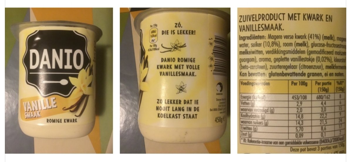 Kwark met vanille(smaak) en mega vanilleplaatje met 0,02% geplet vanillestokje #eerlijkeverpakkingen <a href="/NL_Wetenschap/">@NL_Wetenschap</a>