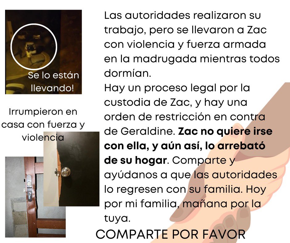 anna131235's tweet photo. @MauVila un operativo de Mexico se llevó de manera ilegal a mi sobrino Zac. Hay un proceso legal, una orden de restricción. Ayuda. https://t.co/Pb8t93J8iN
