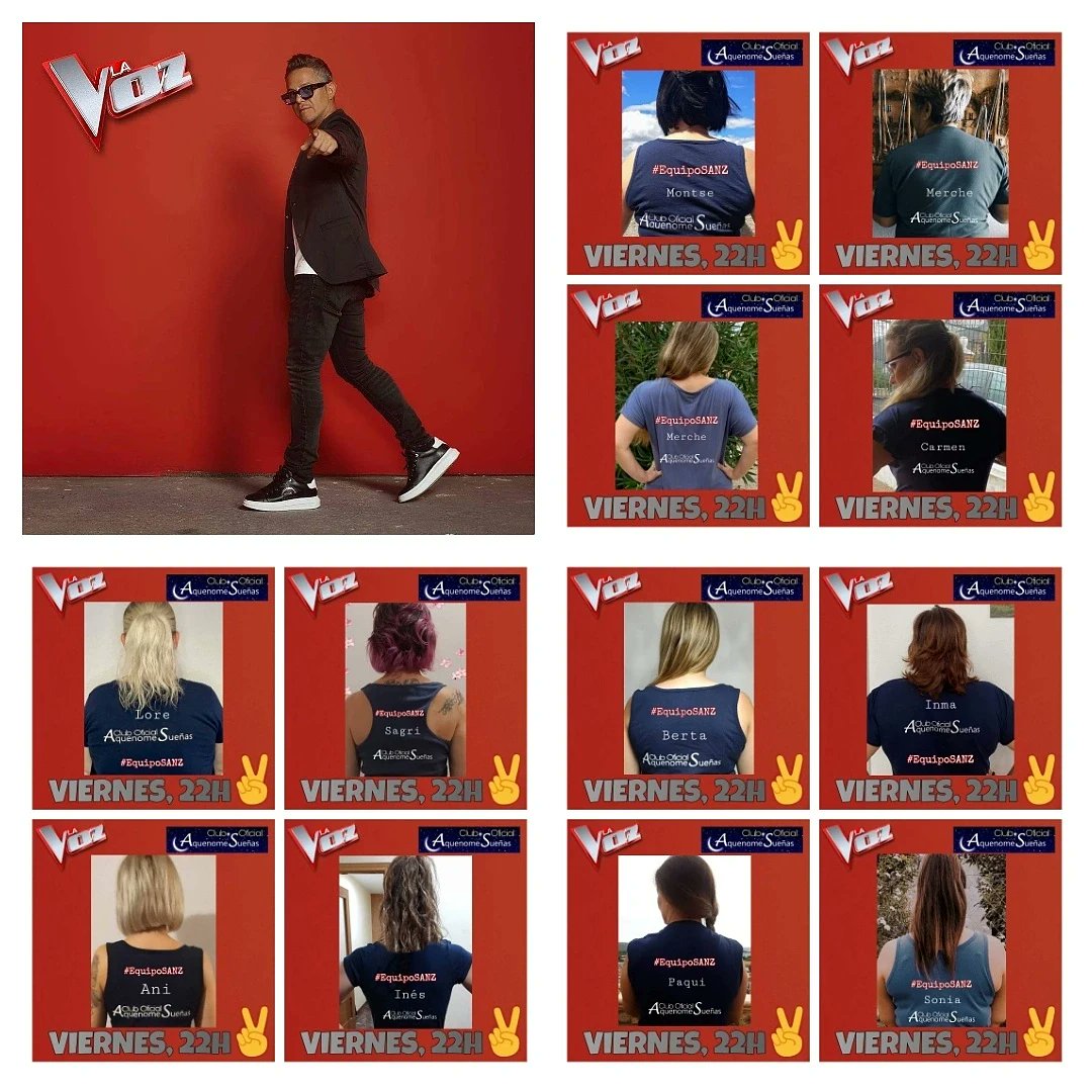 Nosotras también somos #EquipoSANZ y queremos decirte que estaremos contigo en #LaVozAntena3✌🏻
hasta el final.

Te veremos sonreír😀, escucharemos tu voz y
estamos seguras de que veremos alguna lagrimilla de emoción que llegan al ❤️ <a href="/AlejandroSanz/">Alejandro Sanz</a>
#AquenomeSueñas <a href="/AQueNoMeSuenAS/">AquenomeSueñas</a>
