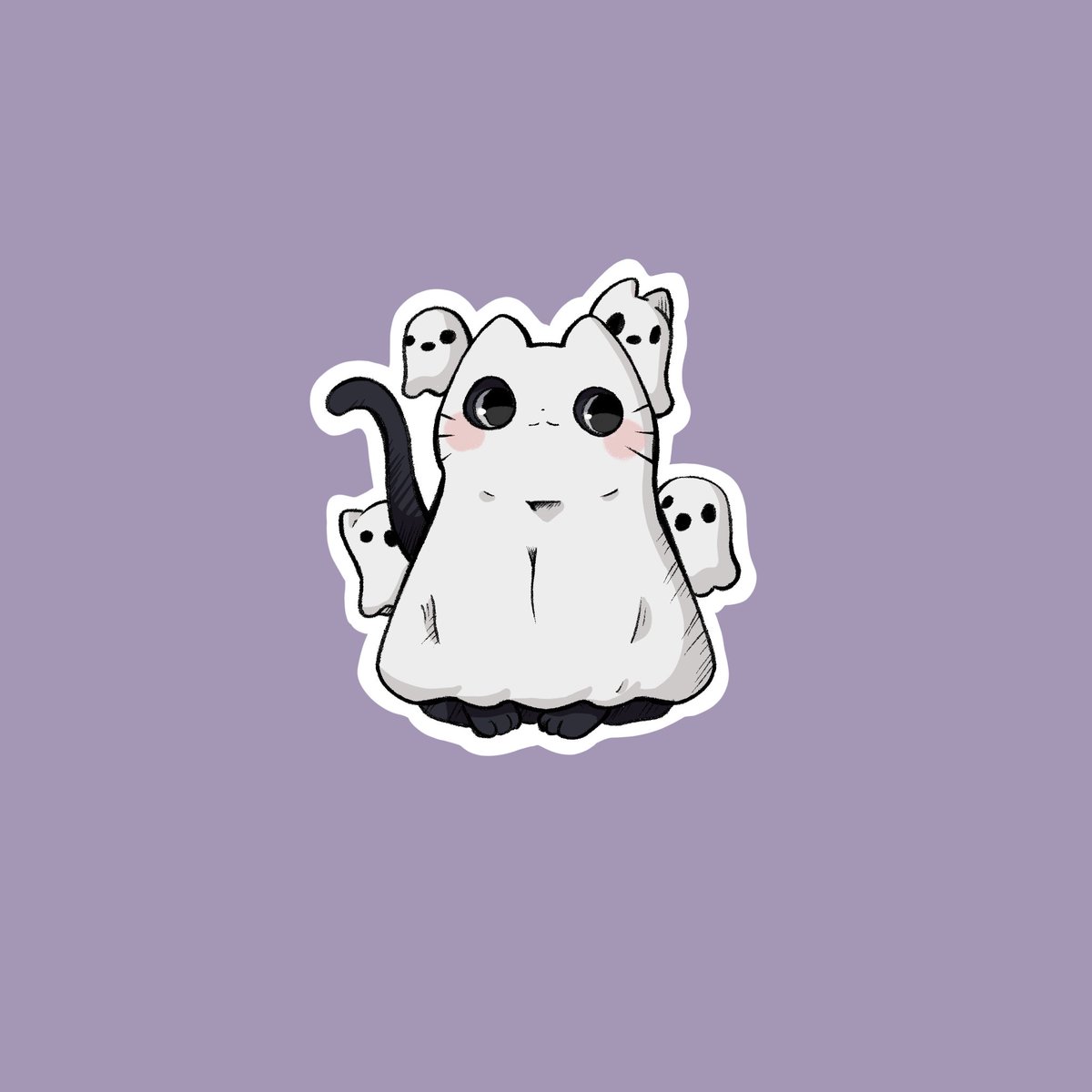 Ninafresas's tweet photo. Spooky ghost cat will become a sticker for my October first update! 
#ArtistOnTwitter https://t.co/DYnqZgT3rm