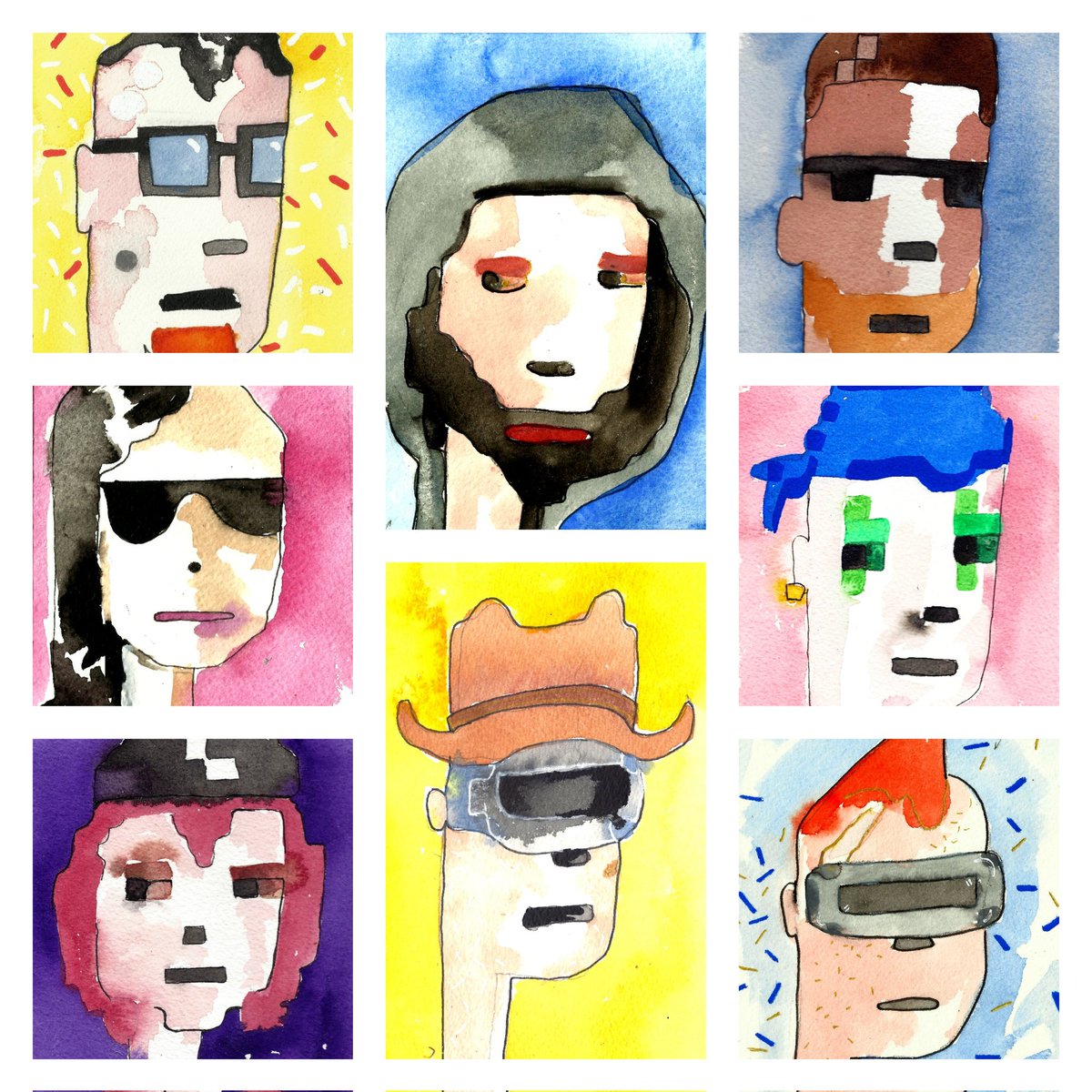 WatercolourPunk's tweet photo. @WatercolourPunk has been revamped and reloaded in readyness to create more Punks! and take this project forward!

All punks are under 0.02 $Eth
And eager to find homes 

(if you want the physical get in touch)

Please retweet

https://t.co/U1xQP4igIv https://t.co/IfvpKVzESv https://t.co/B1NaynNKxn