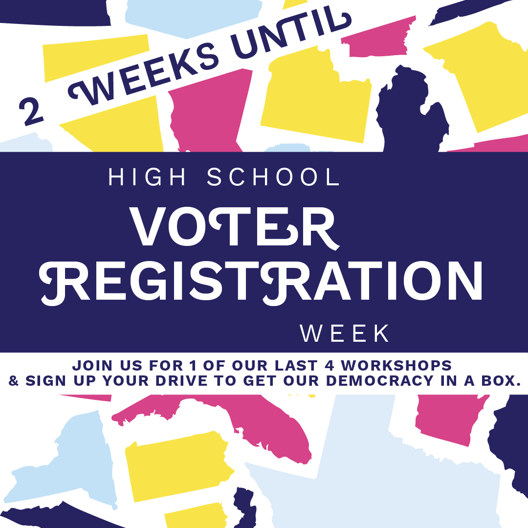 TheCivicsCenter's tweet photo. Over 4 million people turn 18 every year and we need your help to make sure they are registered to vote!

If you haven't yet, sign up for one of our last workshops before High School Voter Registration Week and get trained to host drives on your HS Campus: https://t.co/8FXdFVE26L https://t.co/DMvqIb3oCh