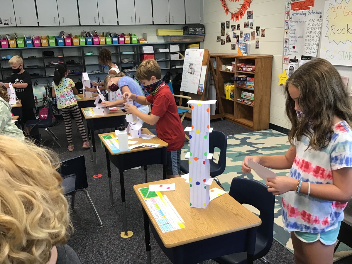 SCLaraKruse's tweet photo. Dot Day is all about GROWTH MINDSET!  Students loved the "Tallest Tower" STEAM challenge! @ShoalCreekStars #STEAM https://t.co/kfhInm79Hi