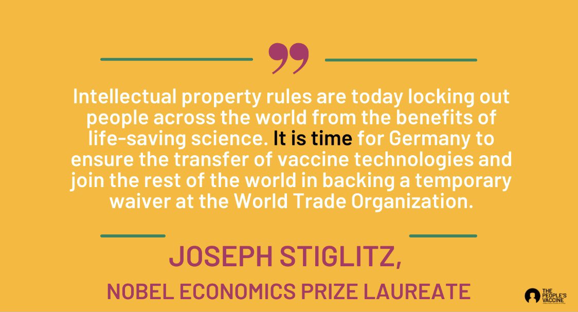 “Our first & most urgent priority
is to speed up global vaccination”
Ursula von der Leyen
@vonderleyen
@EU_Commission—make
#COVID19 vaccines treatments a
#globalpublicgood accessible
to everyone everywhere!
Back #IP waiver
Support—#PeoplesVaccine
#VaccineEquity
#Vaccinate
#SOTEU