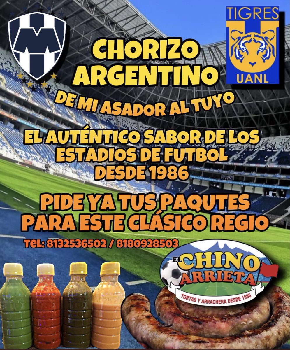 axelsolisrmz's tweet photo. #clasicoregio126
#ChorizoArgentino de mi Asador al tuyo 👏🏻🔥
EL CHINO ARRIETA
El Autentico Sabor de los Estadio de Fútbol
📆 ¡Pide Ya!
Haz tu pedido de nuestros paquetes, para que disfrutes de unas matronas #Tortas de #Chorypan desde casa
@chino_arrieta https://t.co/UrZ9RAqih1