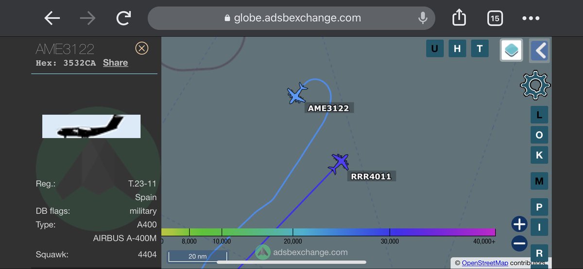 TheSnoopySnoop's tweet photo. #RRR4011 #43c5e1 #A400M #ZM407 #RAF 

#AME3122 #3532ca #A400M T.23-11 #SpanishAirForce #Spain 

Flying out of #Algeria but AME3122 decided to turn around

#haveglass #planespotting #AvGeek #MilAir https://t.co/HCIhzjHW6c