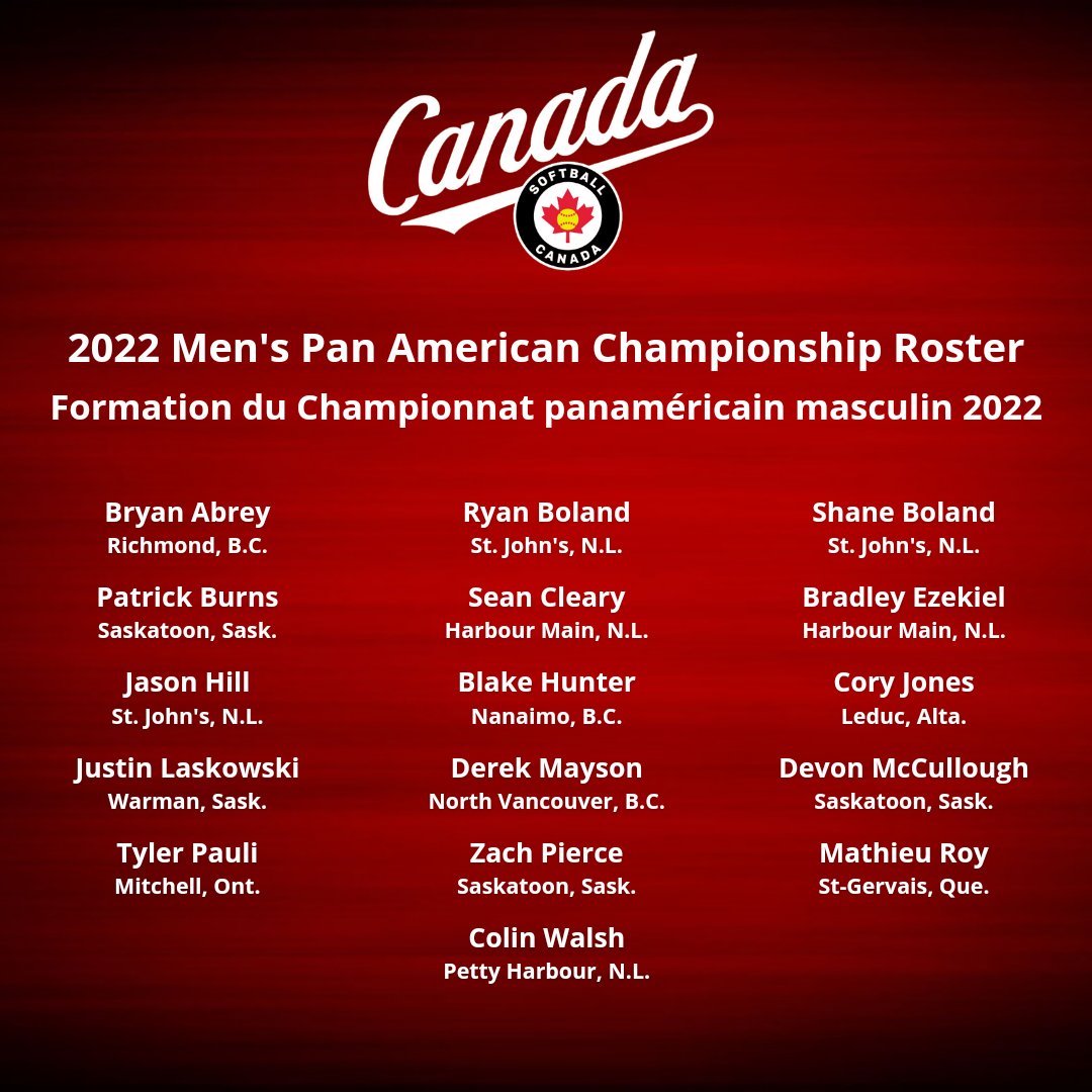 We are pleased to announce the Canadian #MNT roster that will compete at the 2022 <a href="/WBSC_AMERICAS/">SOFTBALL AMERICAS</a> Men’s Pan American Championship scheduled from February 19 to 27 in Parana, Argentina!

📰 softball.ca/news/2022-mens…
