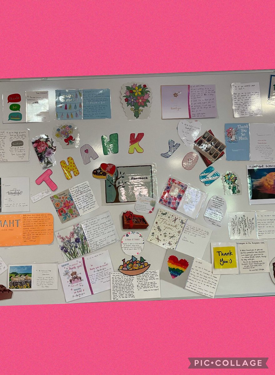 Our patients, their families and students leaving us on ward 4 such kind words ❤️ on our Thank you board. <a href="/jodieplatts/">Jodie woods</a> <a href="/cahickling/">Carol Hickling</a> <a href="/MichaelaIrelan4/">Michaela Ireland</a> <a href="/sj_latham/">Sarah Latham</a> <a href="/patsy_huband/">Patsy Huband</a> <a href="/AngelaHillery/">Angela Hillery</a> <a href="/HayleyCocker1/">Hayley Cocker 💙</a>
