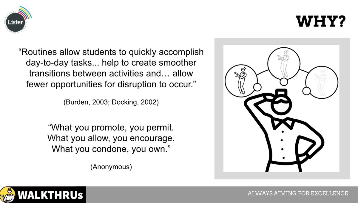 MrBeckDHT's tweet photo. Our #WalkThruOfTheWeek this week @ListerSchool covers our LESSON EXIT routine.

This half-term, we're focusing on embedding consistent classroom routines to increase efficiency, maximise learning and reduce workload.

#AlwaysAimingForExcellence #DeliberatePractice #WhatWhyHow https://t.co/LjcpWPcmvF