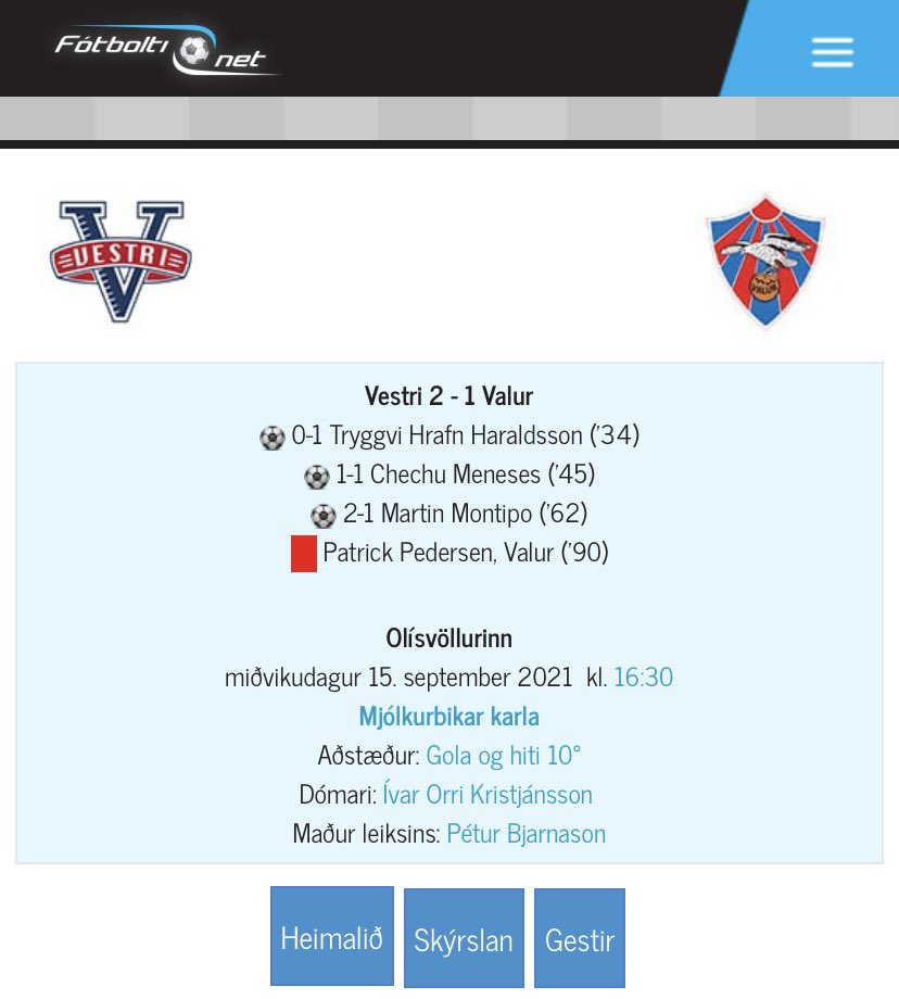 Vinir okkar í Vestra með frábæran sigur á Val til að tryggja sér sæti í undanúrslitunum bikarsins! Áfram vestfirskur fótbolti!