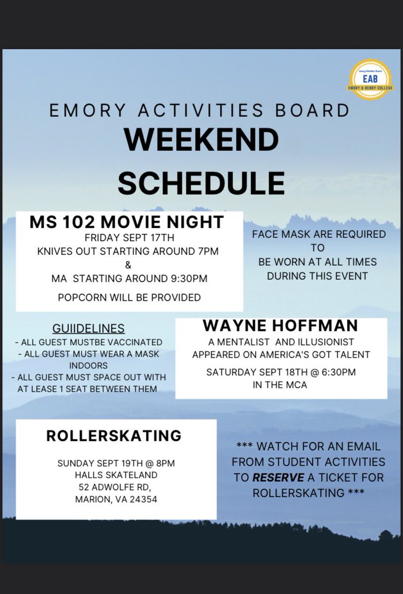 EmoryActivities's tweet image. A packed weekend! Be sure to come out and have some fun!