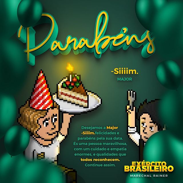 exbrhabbo_'s tweet photo. Hoje é o dia dela! Nossa querida Major -Siiiim. completando mais uma data querida.

Desejamos tudo de bom a Major do Exército Brasileiro. 🥳 https://t.co/wPKUmWhPd9