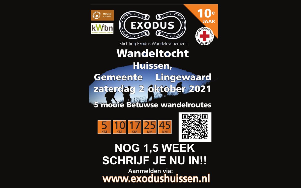 Over 1,5 week is het zover, de 10e Exoduswandeltocht! Loop je met ons mee? Schrijf je dan nu in op: exodushuissen.nl/webshop/exodus…