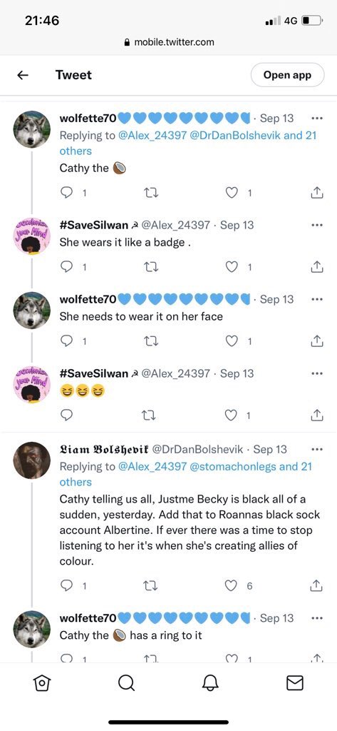 JustMeBeingMe4's tweet photo. Wolfette70 is a ‘white woman’ calling me a black Woman coconut - but she’s Gatiss friend so it’s okay to be racist 🙄...
#EdsHeroes https://t.co/mjEALhoCyW
