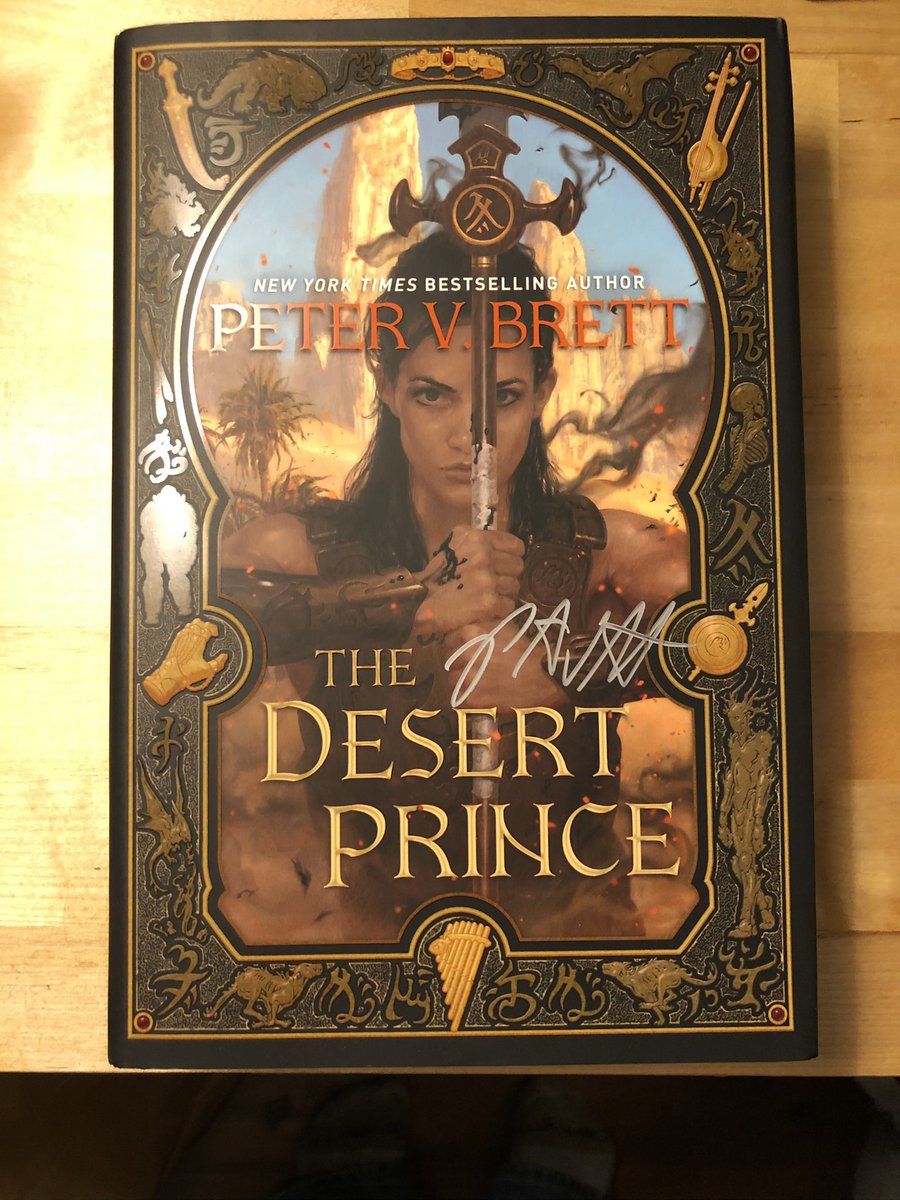 Viseres's tweet photo. After being jealous of everyone else mine finally arrived. Looking forward to diving into @PVBrett’s new series. Shipped from The Signed Page (@ShawnSpeakman)
#demoncycle #nightfallsaga #olivepaper #signedbooks #signedpage https://t.co/xwhBOPquJx