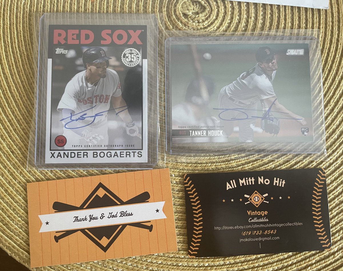 chefmsmith04's tweet photo. Thanks for the pc #twittertrade @AllMittNoHit another @houck_tanner and Needed the Xander auto for my Red Sox pc. #gogtspc #collect https://t.co/t379Odivcb