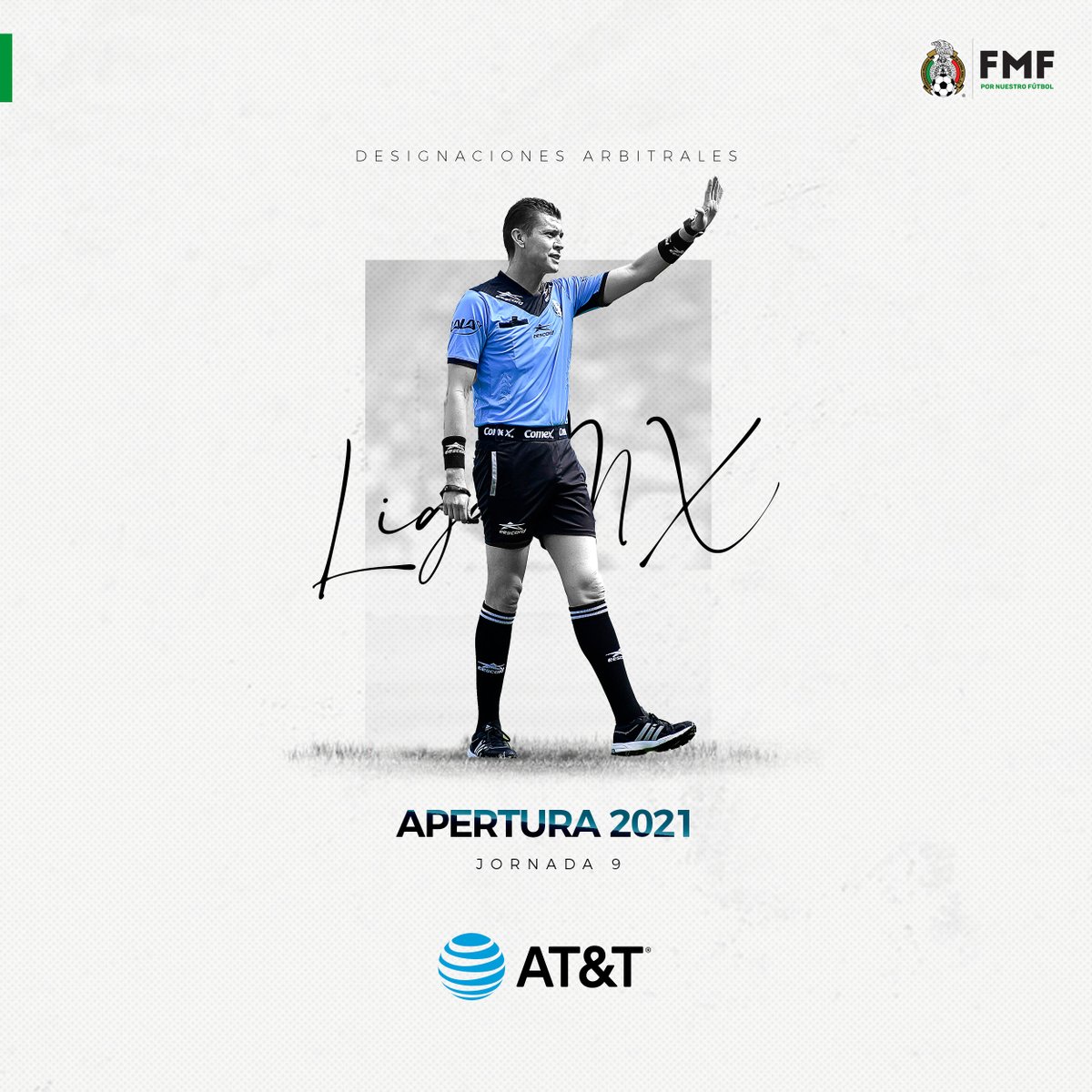 #Arbitraje | Designaciones arbitrales, presentadas por <a href="/ATTMx/">AT&T Mx</a>, correspondientes a la Jornada #9 del Torneo Grita México A21 de la <a href="/LigaBBVAMX/">Liga BBVA MX</a>.

Lee más: bit.ly/3zcbvc7

#FMFporNuestroFútbol