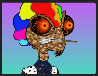 FTJLegit's tweet photo. @DegenLizzy_NFT 
Uncommon Head: Clown Hair (6.23%)
Super Rare Shirt: King Suit (0.15%)
Mythic Eyes: Ghost Rider Fire (0.6%)
Rare Bkgd Solana (1.4%)
Mythic Mouth: Toothpick(0.55%)
Common chain: Galaxy Scarf (9.47%)
Rare Tooth: Silver (8.5%)
Super Rare Skin: Smith's Dwarf(0.68%) https://t.co/RXhq6tblO5