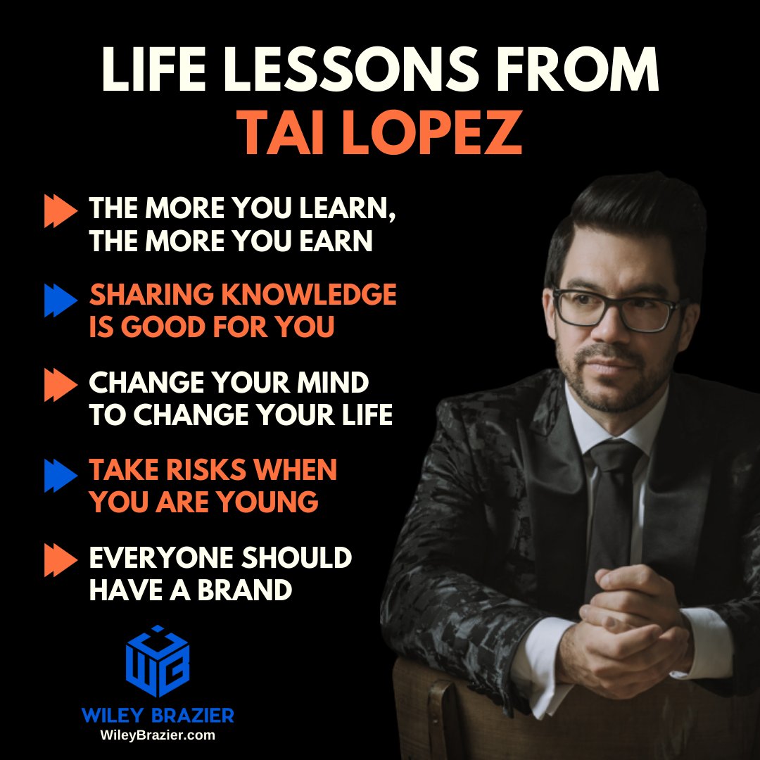 wileybrazier's tweet photo. 5 amazing life lessons from Tai Lopez:
#GoogleforEDU #GoogleWorkspace #Workspace #GreauxGoogle #WileyBrazier #GoogleforEducation #LAEDCHAT #Google #EdChat https://t.co/TuKXwePgY7