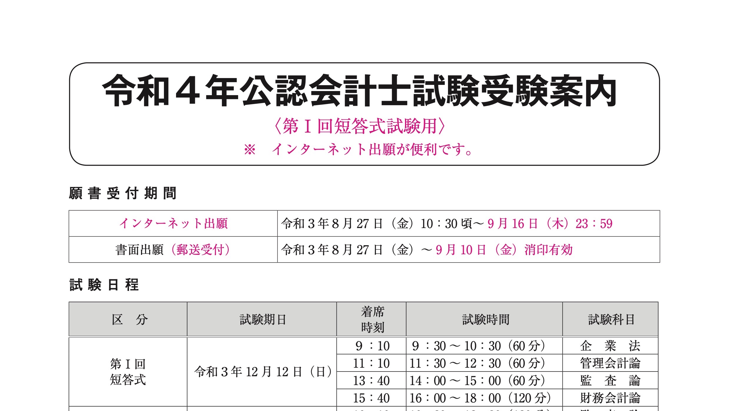 2024年目標】5月短答式公開模試／第1回論文式公開模試 書替登録