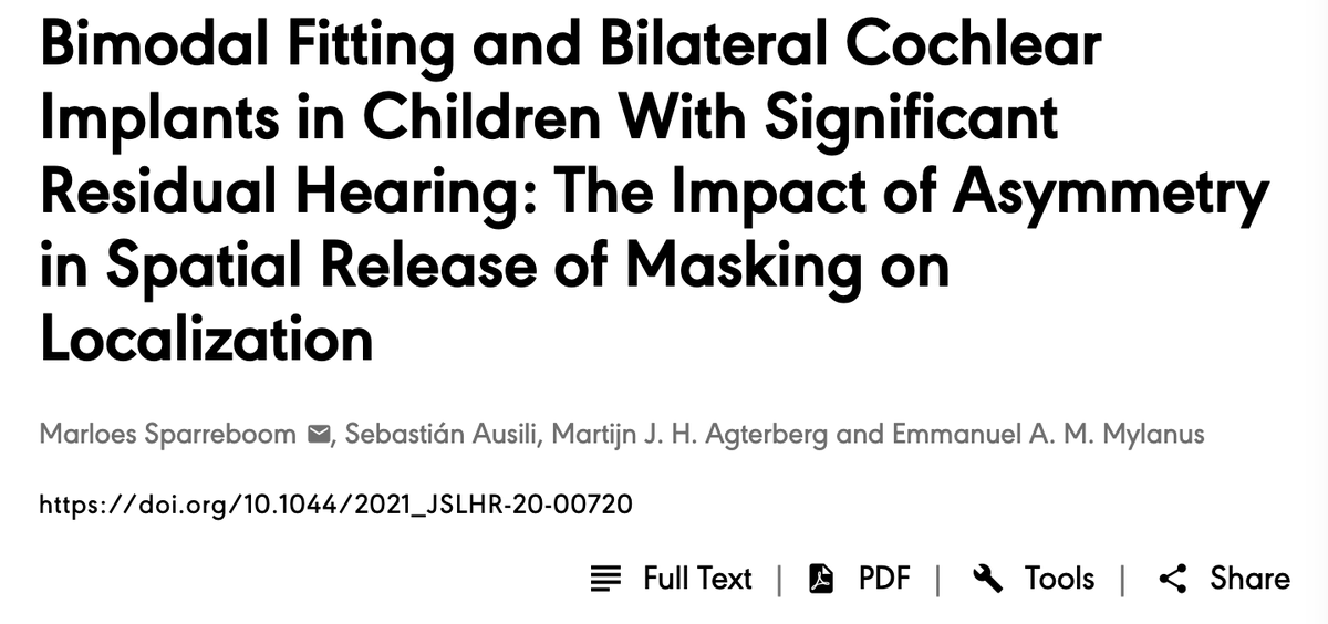 Should we consider going for the second cochlear implant in bimodal listeners with significant residual hearing?
Check our study assessing spatial hearing and hearing
asymmetry in bimodal and bilateral cochlear implant children.
#spatialhearing #bimodalhearing #cochlearimplant