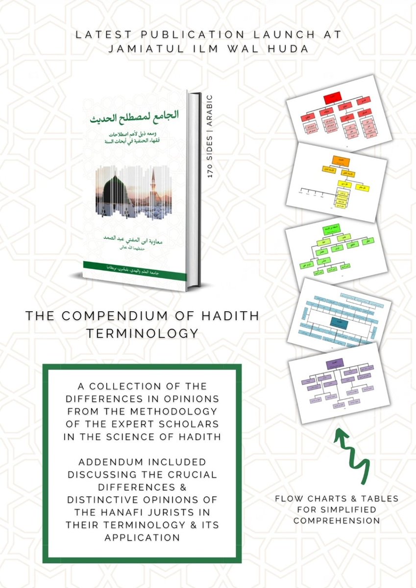 MuawiyahAhmed's tweet photo. Alhamdulillah, our latest book has arrived. 

Compilation of Hadeeth Terminologies. 

- Definitions &amp; Examples, 
- Charts, 
- Scholarly diff. for some terms,
- Relevant books for each chapter, 
- Terms used by Hanafi Jurists. 

May Almighty Allah make it beneficial for all. https://t.co/TWOnZISWWq
