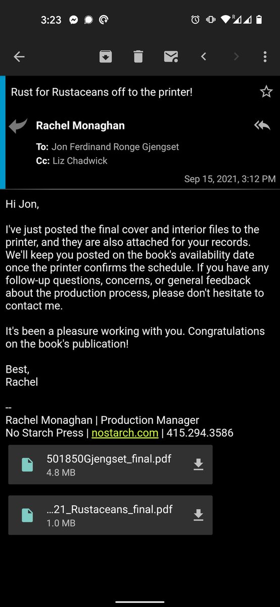 Rust for Rustaceans is off to the printer 😮🎉