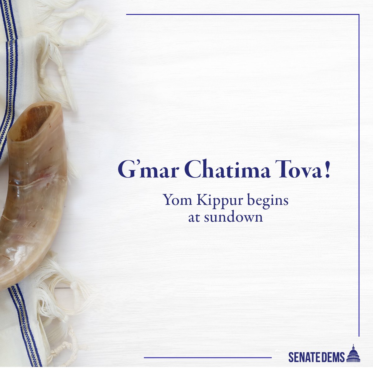 Graphic reads: G'mar Chatima Tova! Yom Kippur begins at sundown