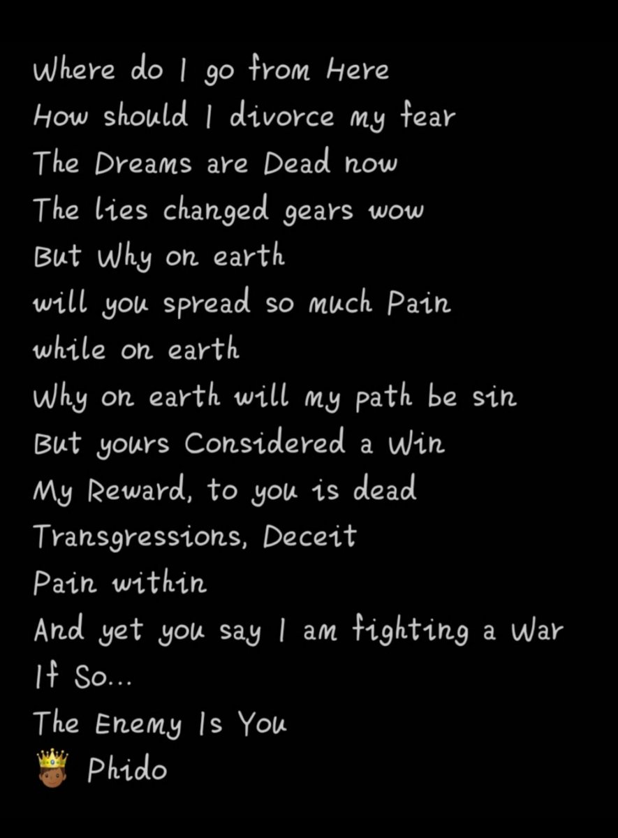 Thisphido's tweet photo. I'll let my pen share my stories....
They may not make sense to you now but they'll be relevant when we are all gone....
#PoetsHideout....
#Trending
🤴🏾 Phido 
🕊🖤🌍 https://t.co/hJxbeaXYp3