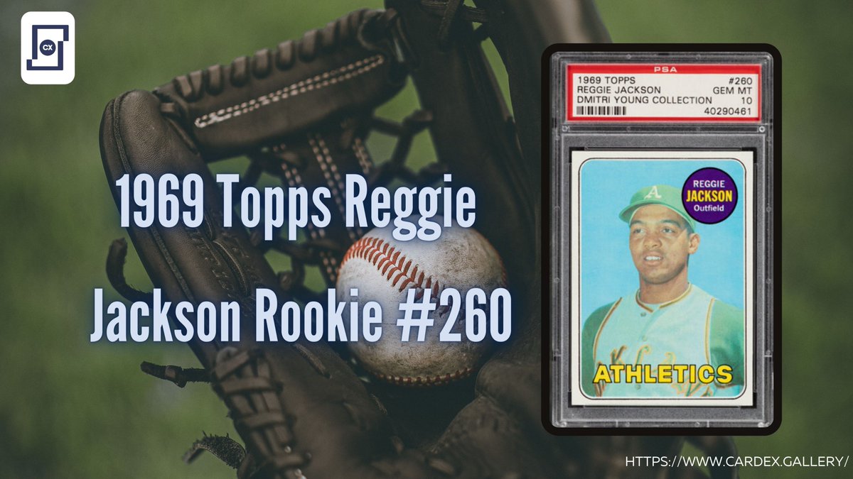 The portrait of Jackson is set against a beautiful blue background on his 1969 Topps Reggie Jackson Rookie #260. At Gem Mint 10, Reggie Jackson was the greatest playoff performer in Major League Baseball history.

Facebook: facebook.com/CardEXtoken