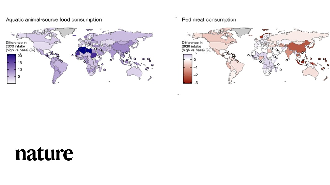 A study in Nature presents a cohesive model that unites terrestrial foods with nearly 3,000 taxa of aquatic foods to understand the future impact of aquatic foods on human nutrition. go.nature.com/2YQO8sa