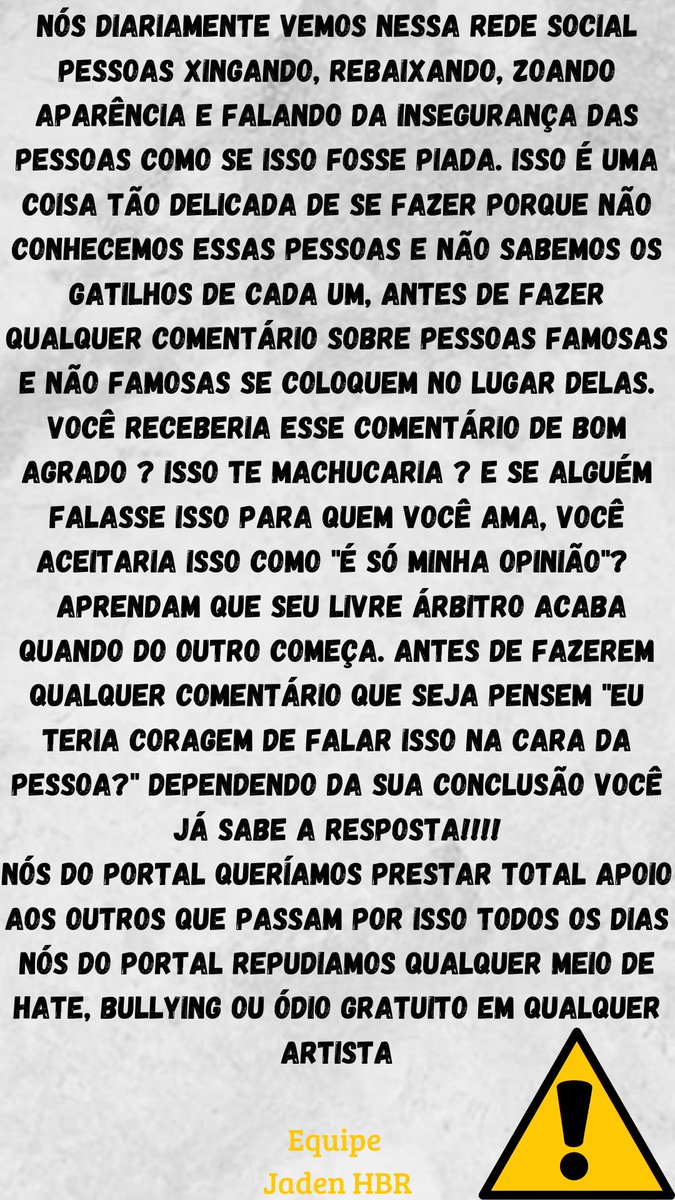 jadenhosslerbrs's tweet photo. 📢NOTA DE REPÚDIO📢

Todos artistas começaram em algum lugar, tiverem sua primeira vez no vma's, meet gala, semana de moda, Grammys seja lá qual evento for. Não rebaixem eles por terem começado no tiktok pq a maioria deles estão fazendo coisas incríveis fora da plataforma!!! https://t.co/c1ehzC1kw7