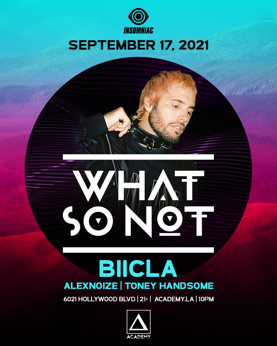 Academy LA (@academy__la) on Twitter photo Adding more fun to the party! @Biicla, Alexnoize, <a href="/ToneyHandsome/">Toney Handsome</a> joins <a href="/WhatSoNot/">WHAT SO NOT</a> at #AcademyLA THIS Friday, 9/17 🥳 Tickets → academy.la/whatsonot21 Adding more fun to the party! @Biicla, Alexnoize, <a href="/ToneyHandsome/">Toney Handsome</a> joins <a href="/WhatSoNot/">WHAT SO NOT</a> at #AcademyLA THIS Friday, 9/17 🥳 Tickets → academy.la/whatsonot21