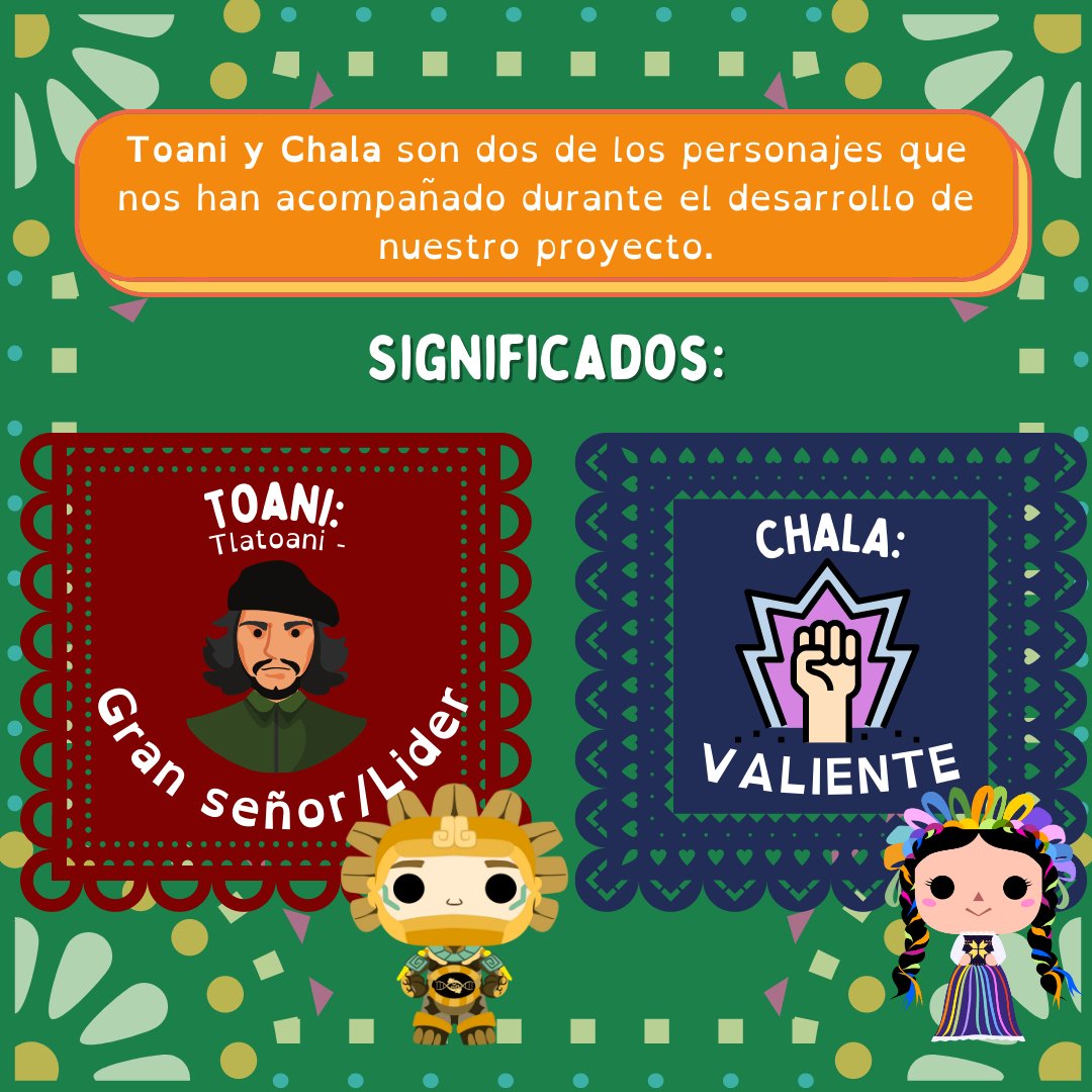 ollin_synbio's tweet photo. Con motivo de estas fechas patrias, te presentamos dos personajes de un proyecto que estamos desarrollando dentro de Ollin SynBio ¡Pronto presentaremos a más, los cuales representan el origen mexicano de Ollin! 🇲🇽🌮🪅🥳
#México #OllinSynBio #15deseptiembre #iGEM #DesignLeague https://t.co/u0yito5lM8