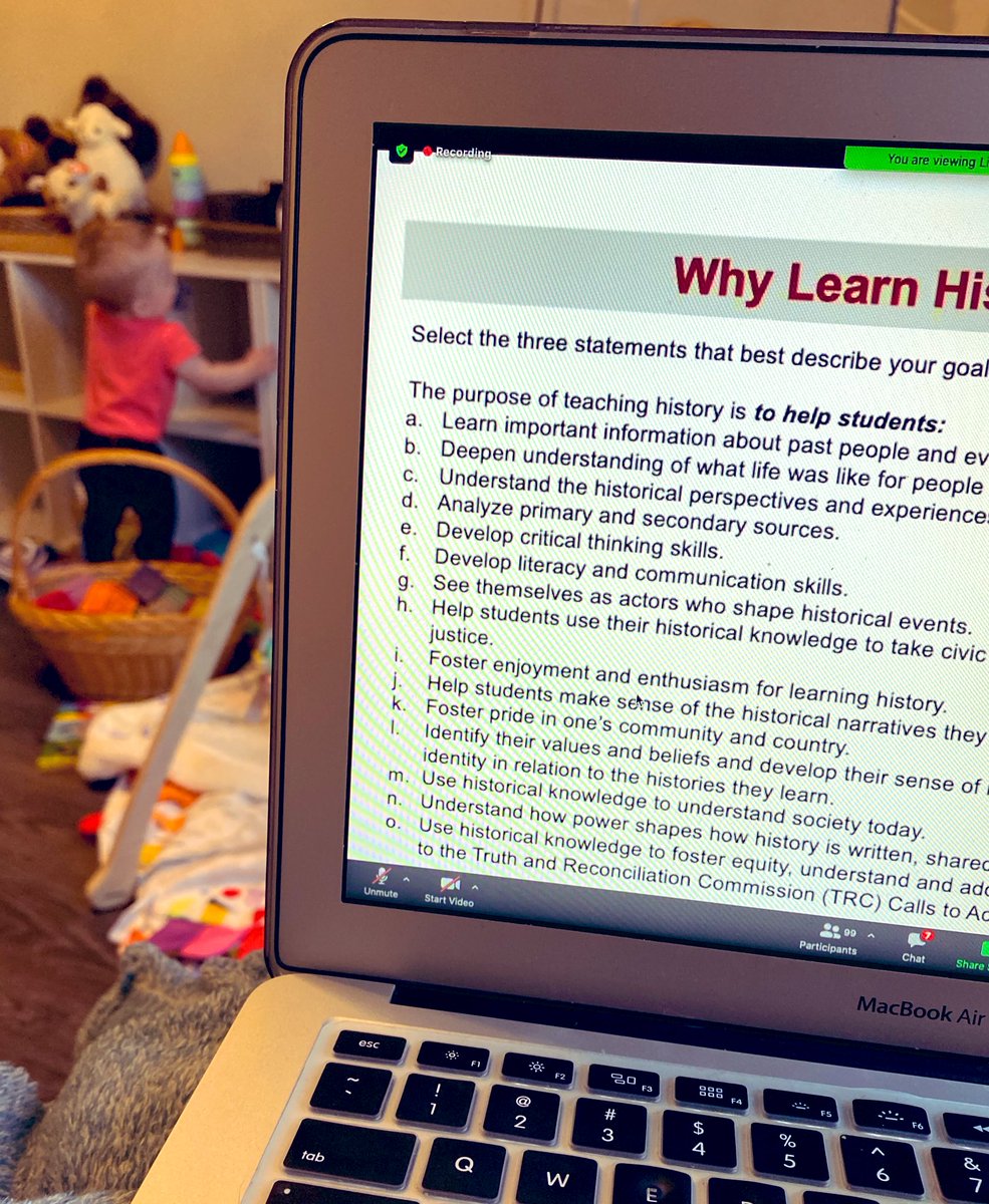 mstconstable's tweet image. Evening Professional Development certainly looks a bit different now with a little one at home! Looking forward to some amazing collaboration over the next eight months!  #ADSBLearns #HistoricalThinkingInstitute2021 #HTI @CanadasHistory