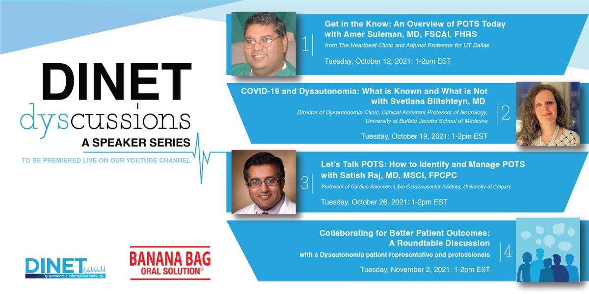 DINETorg's tweet photo. We are so excited to share more about "DINET dyscussions", a speaker series that will premiere live on our YouTube channel during the month of October and November! Help us spread the word by sharing this post or tagging a friend in the comments! #dinet #Dysautonomia #POTS #EDS https://t.co/DuNUgj8XVi