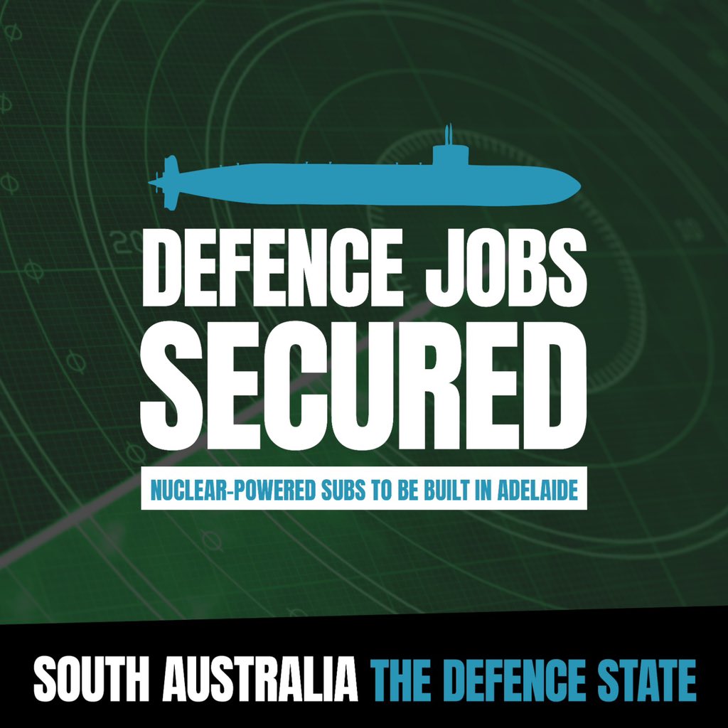 marshall_steven's tweet image. #SouthAustralia will play a key role in the new tri-lateral alliance between Australia, United States and United Kingdom.

The Aus Govt intends to build the new fleet of nuclear-powered submarines in #Adelaide &amp;amp; we will seize every opportunity from this landmark agreement.