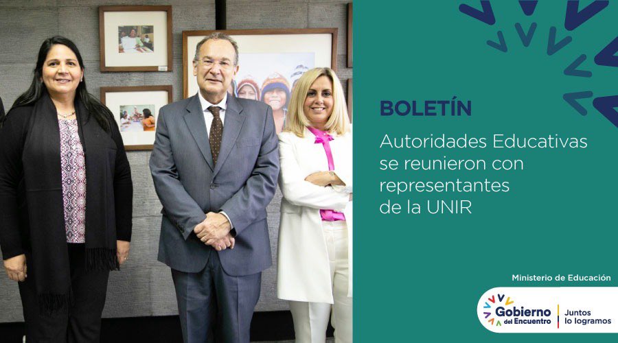 [BOLETÍN] La viceministra <a href="/CinthyaGame/">Cinthya Game Varas</a> se reunió con el rector de la <a href="/UNIRuniversidad/">Universidad Internacional de La Rioja (UNIR)</a>, José María Vázquez, para tratar temas académicos que aporten al fortalecimiento y profesionalización de los docentes. ➡️ bit.ly/3AhxDDk

#FuertesPorLaEducación
#ElCambioYaSeSiente