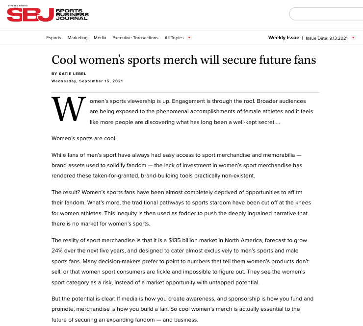 katelebel's tweet photo. Cool Women's Sports Merch Will Secure Future Fans! 😎💪📢
#MerchMatters #InvestInWomen #WomenInSport @TRSMRetail https://t.co/RaJqBKo8Tg
