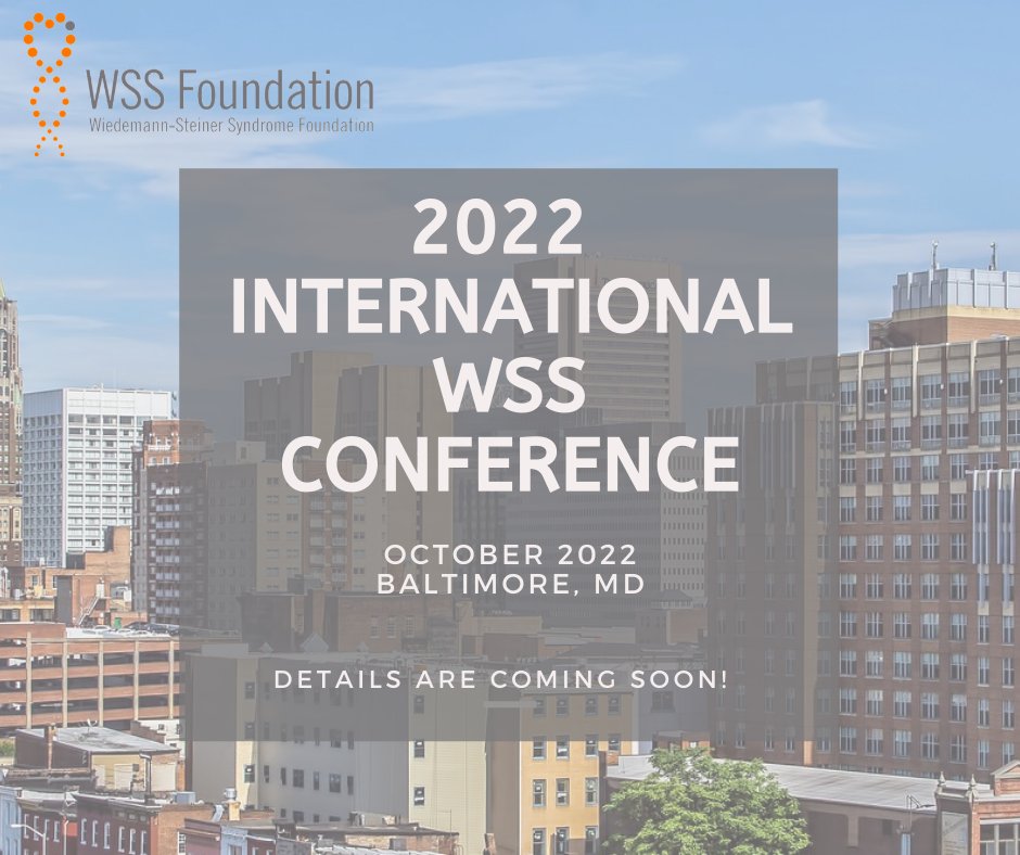 WSSFoundation's tweet photo. We cannot end #WSSAwareness day without sharing some exciting news.  The 2022 International WSS Conference is being planned for October 2022 in Baltimore, Maryland, USA!  Stay tuned for more details.  We are so excited to see our WSS families! 💙🧡 https://t.co/odRevYSOP3
