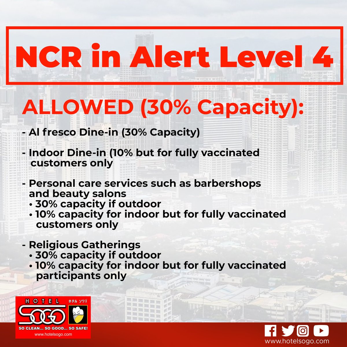 HotelSogo's tweet image. #GCQ 
#alertlevel4 
#HotelSogo
#HereAtHotelSogo
#SoCleanSoGoodSoSafe
#DahilMahalKitaGustoKoSaSogoKa