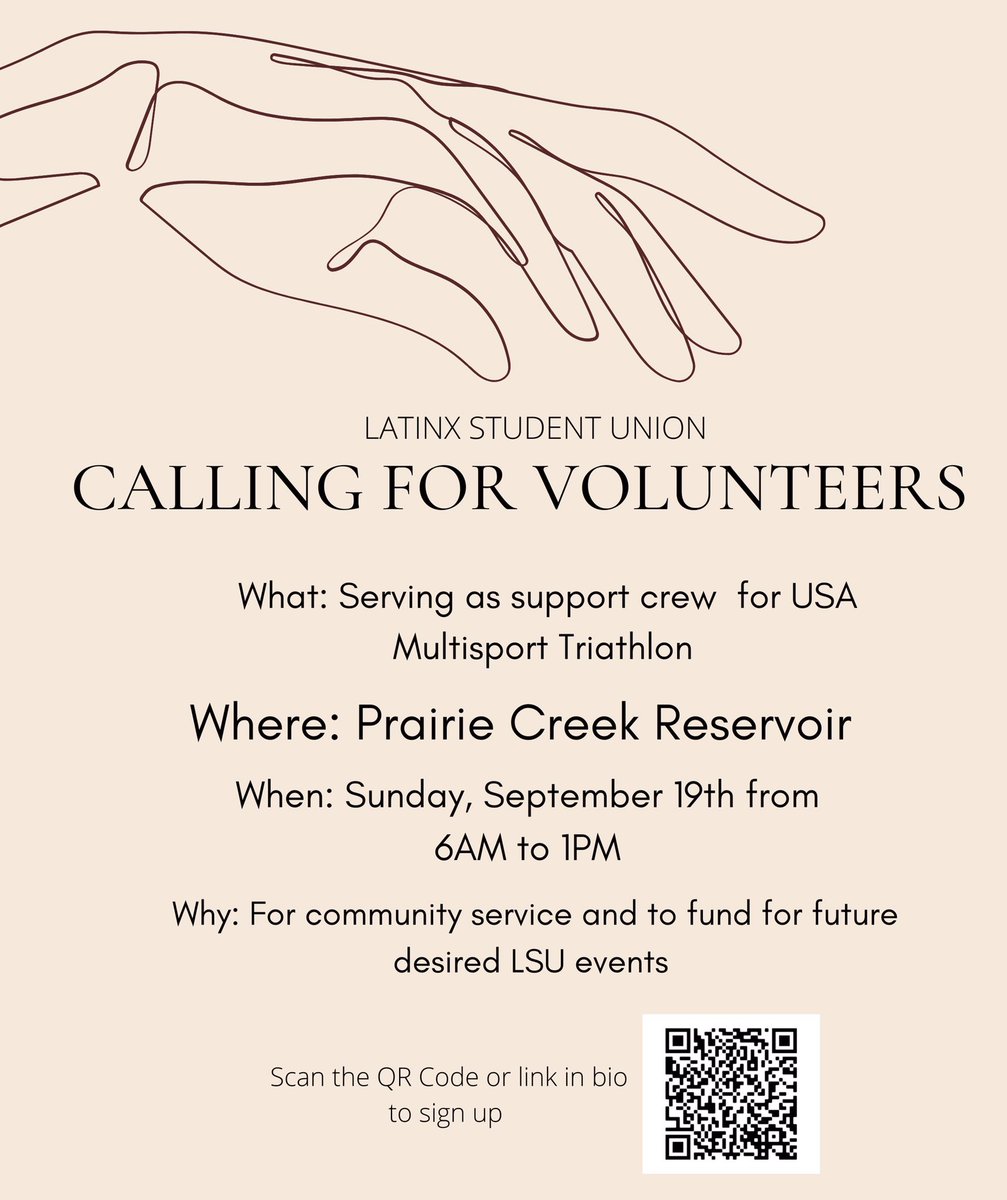 BallStateLSU's tweet image. ¡¡GRACIAS POR HOY, FAMILIA!! LSU is calling for volunteers for the USA Multisport Triathlon. Your help will make future desired events come true! Sunday, September 19th from 6AM to 1PM at the Prairie Creek Reservoir. Scan QR or link in Bio!!!