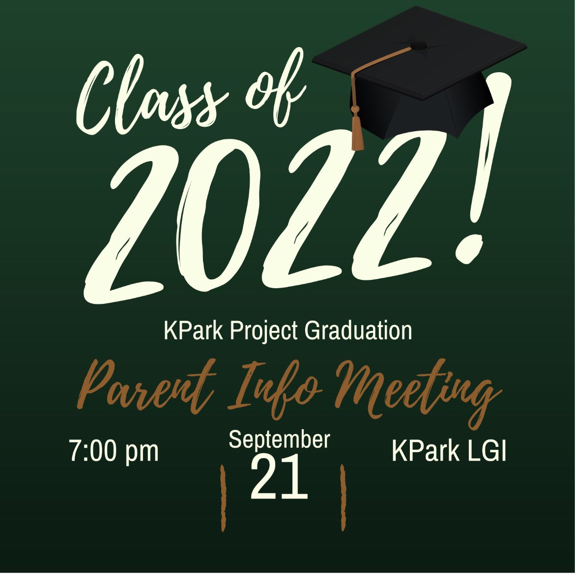 Come find out what project grad is all about. All Senior parents welcome! 💚🖤💚#Classof2022 <a href="/HumbleISD_KPHS/">Kingwood Park HS</a>