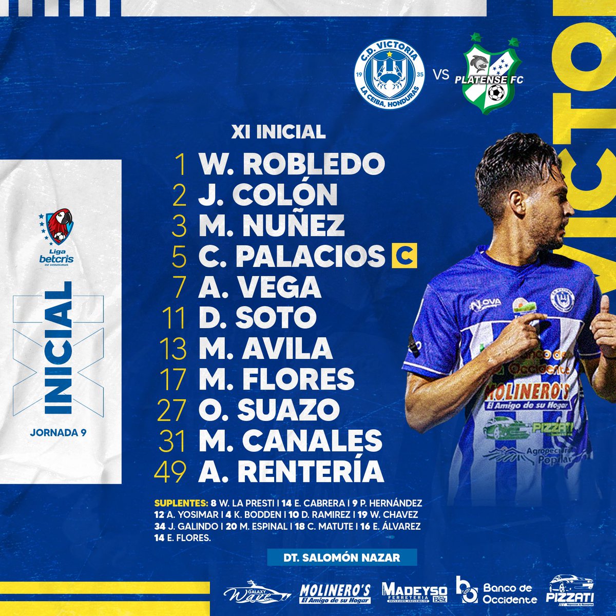 CDVictoriaLCB's tweet photo. Nuestro XI inicial ante @PlatenseFClub  

#PoderJaibo 
#Victoria 
@lnphonduras https://t.co/Jq5CNXCR3j