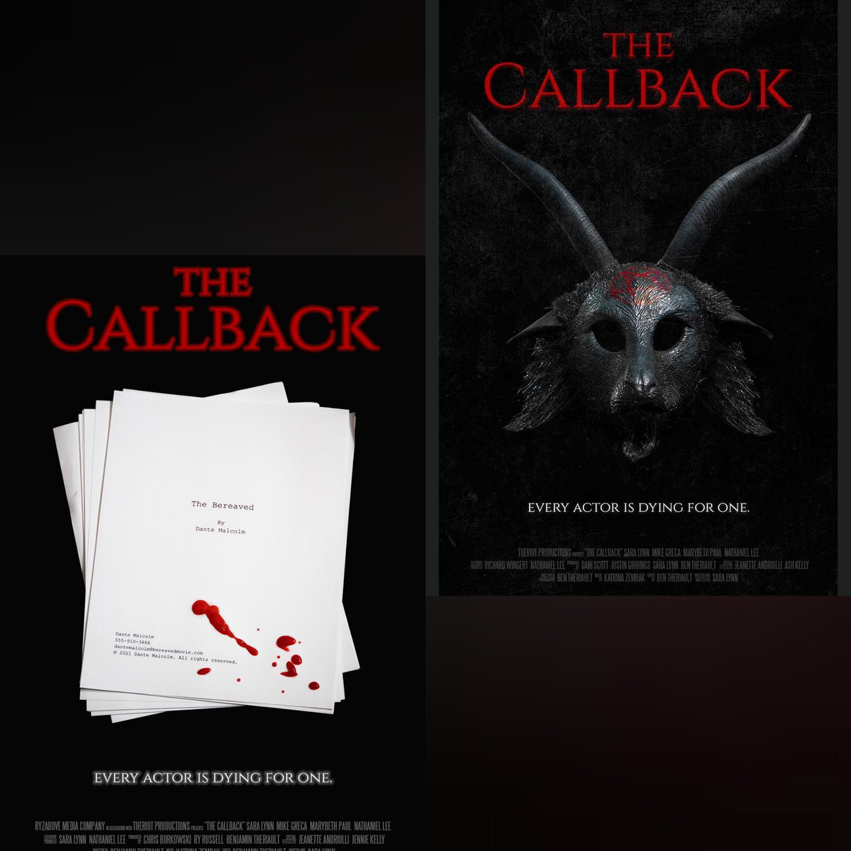 Two posters, one story. Poster 1(left) was created in February and Poster 2(right) was created in August. Which do you like? We've been working hard all year and
WE'RE SO CLOSE TO OUR GOAL! 2 days left to complete the journey!
JOIN US!  TheCallbackFilm.com
#horror #crowdfund