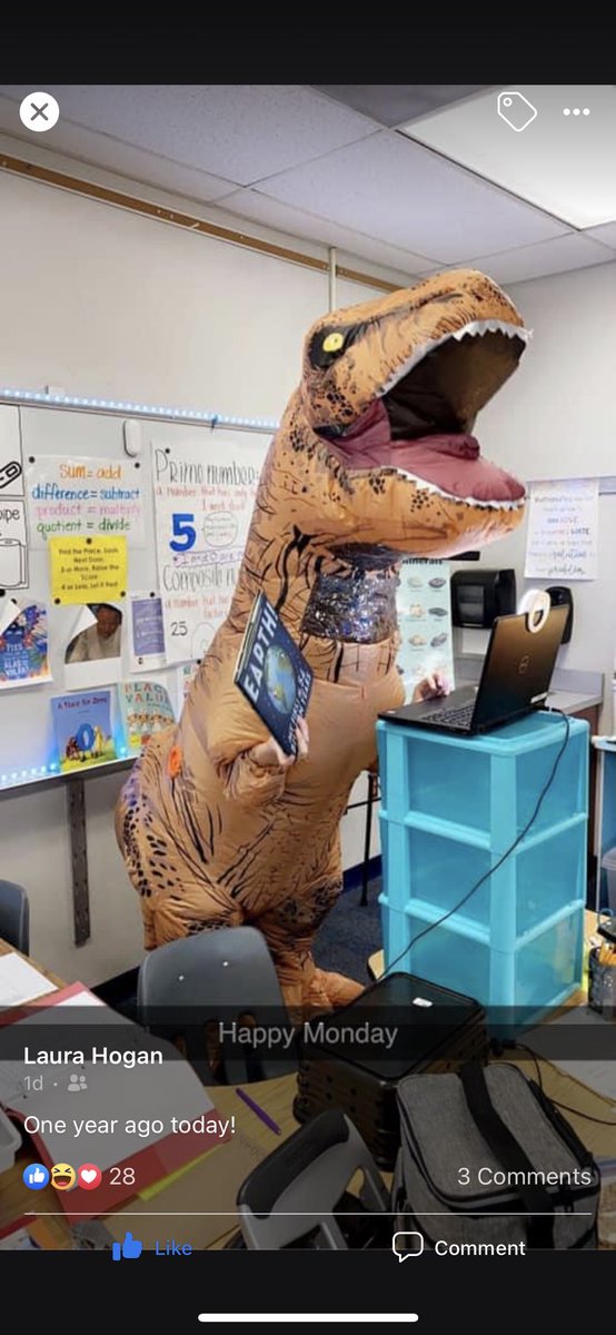 During the pandemic, my former student teacher Laura found ways to make learning fun…check out the dinosaur! <a href="/CFPExtraYard/">College Football Playoff (CFP) Foundation</a>, I’d like shout them out on the #BigDayforTeachers for doing an incredible job supporting students, educators &amp; families.  #CFPExtraYard