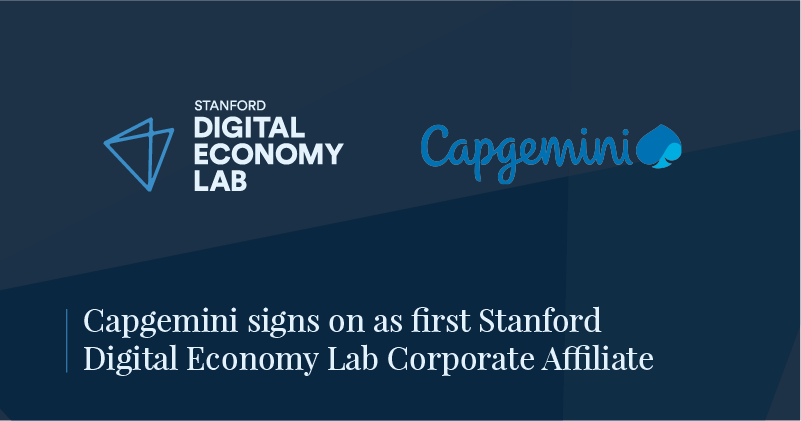 DigEconLab's tweet image. We’re excited to share the news that @Capgemini has signed on as our first Corporate Affiliate. The global consulting firm will collaborate with the Lab on research exploring digital platforms and other pressing issues of the digital economy. Read: stanford.io/38wsUBG