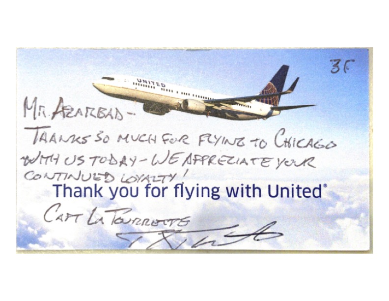 Captain <a href="/LaTourrette/">TenEyck LaTourrette</a>, Thank you!  What a great in-flight surprise, and thank you for getting us home safe and early!  This is why I am lifetime <a href="/United/">United Airlines</a> flyer.