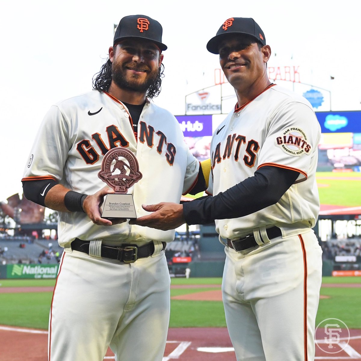 SFGiants's tweet photo. Congrats to @bcraw35 on his nomination for the 2021 Roberto Clemente Award, which is given to the @MLB player who best represents the game through extraordinary character, community involvement, philanthropy and positive contributions, both on and off the field. #ClementeDay https://t.co/Orlz8NtVIT